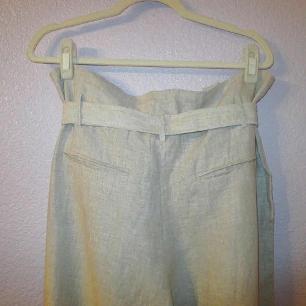 Reformation The Avalon Linen Trousers Size 14 Pleated Pockets High Rise Pants